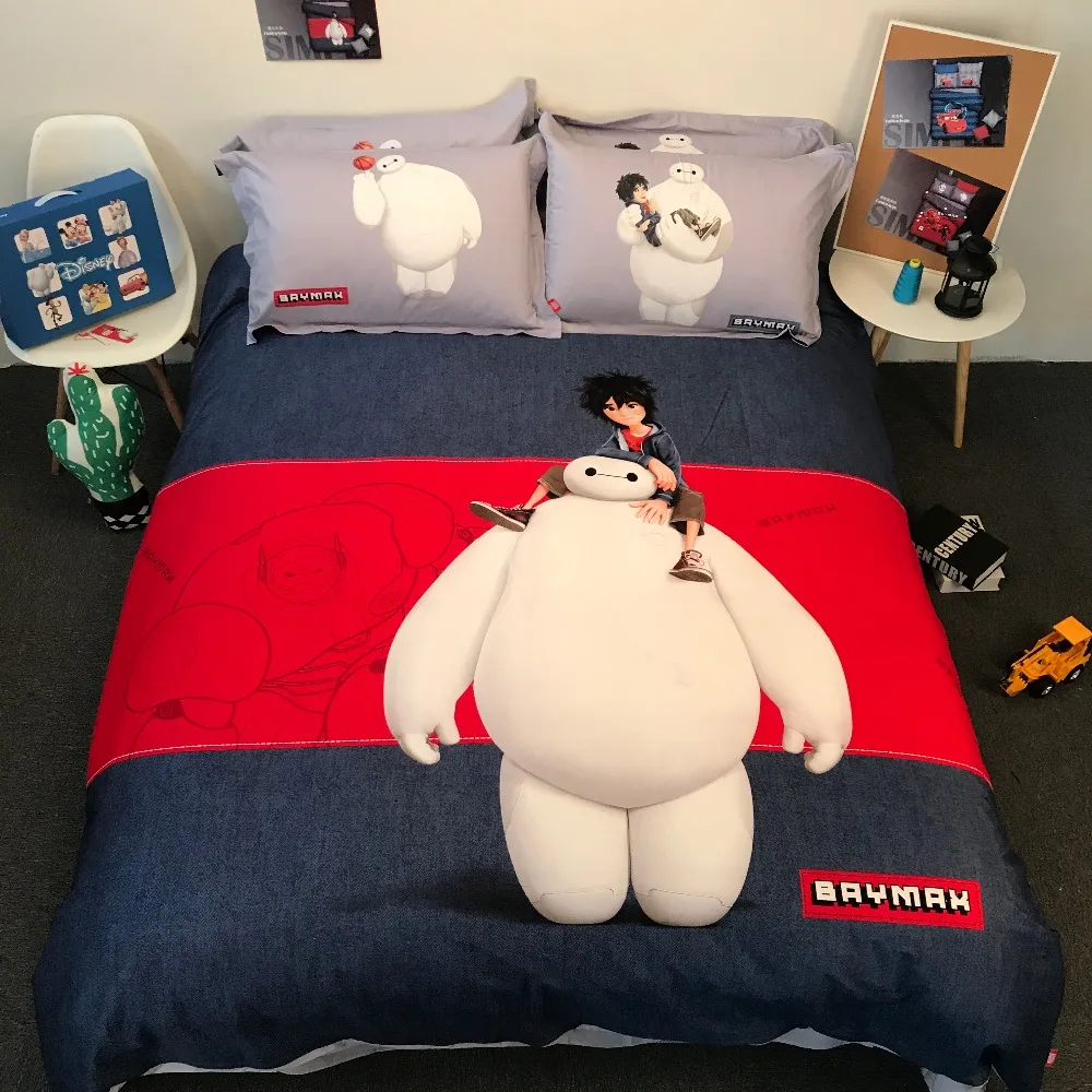 Disney Big Hero Baymax Утешитель постельного белья Твин Полный queen king size мальчик девочка плоский лист набор 3d покрывало хлопок 500tc постельное белье