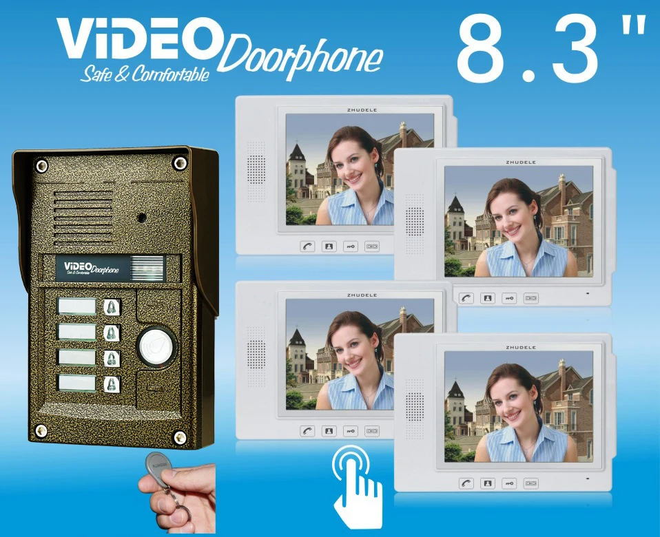 ZHUDELE Luxury 8.3" video door phone,waterproof explosion