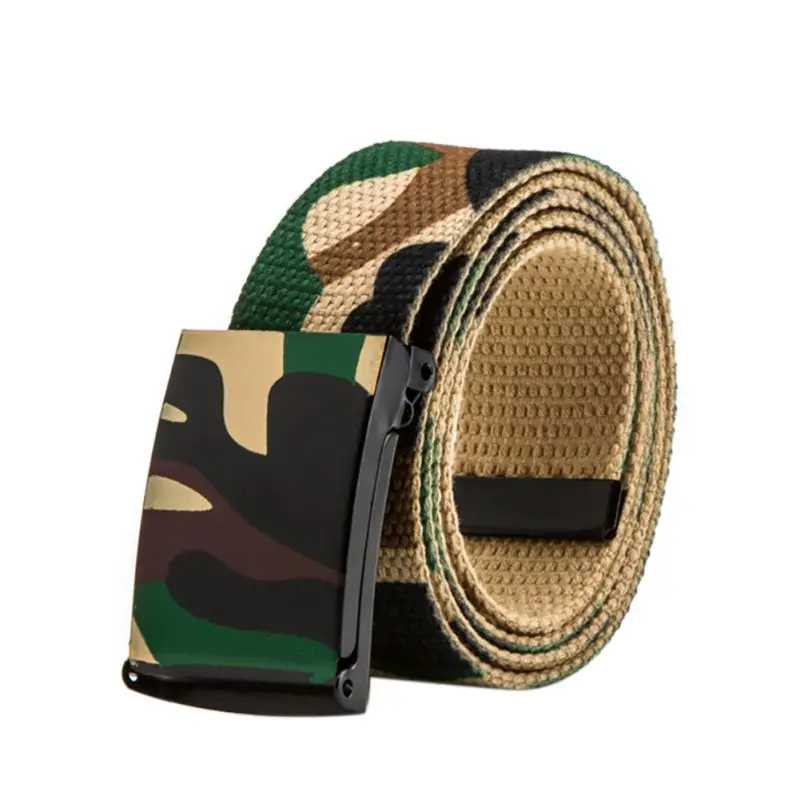 Для мужчин женщин холст Автоматическая пряжка камуфляж военная Униформа ремень Открытый тактический Ремни Унисекс модные