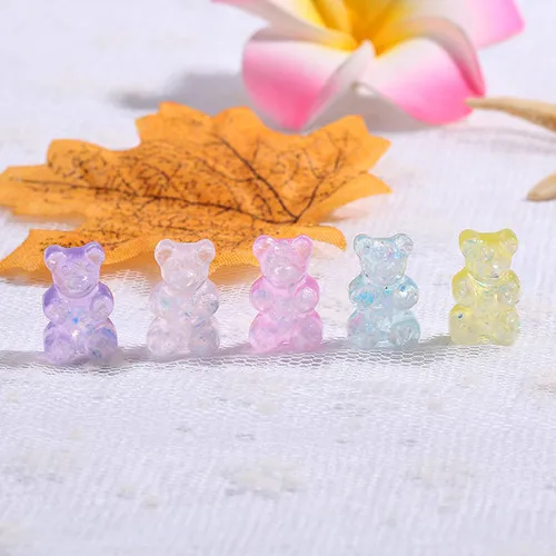 20 шт 16*10 мм полимерные Амулеты с плоской задней стороной Gummy Bear блестящие кабошоны для ожерелья, подвески, сережек, сделай сам - Окраска металла: without hooks