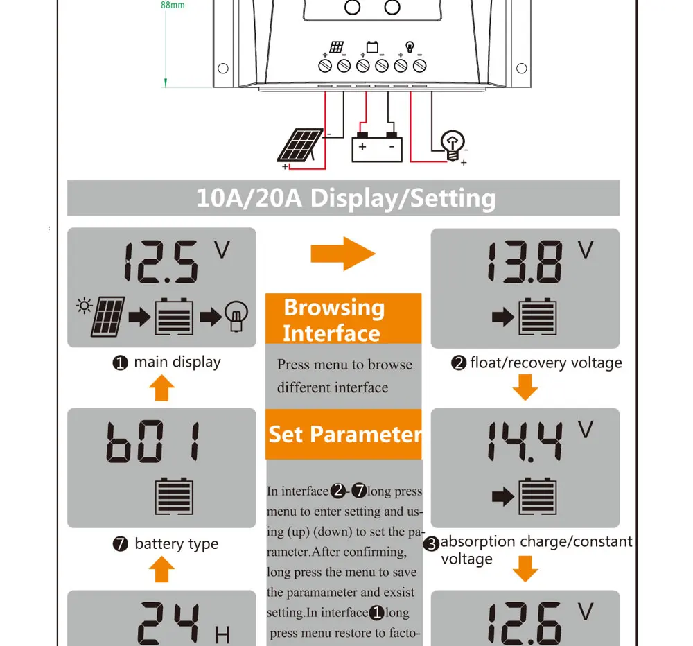 30A PWM авто подсветка солнечное зарядное устройство контроллер регуляторы зарядного устройства 30 Ампер 12 в 24 В LiFePO4 литиевая батарея 3,2 в 3,7 в