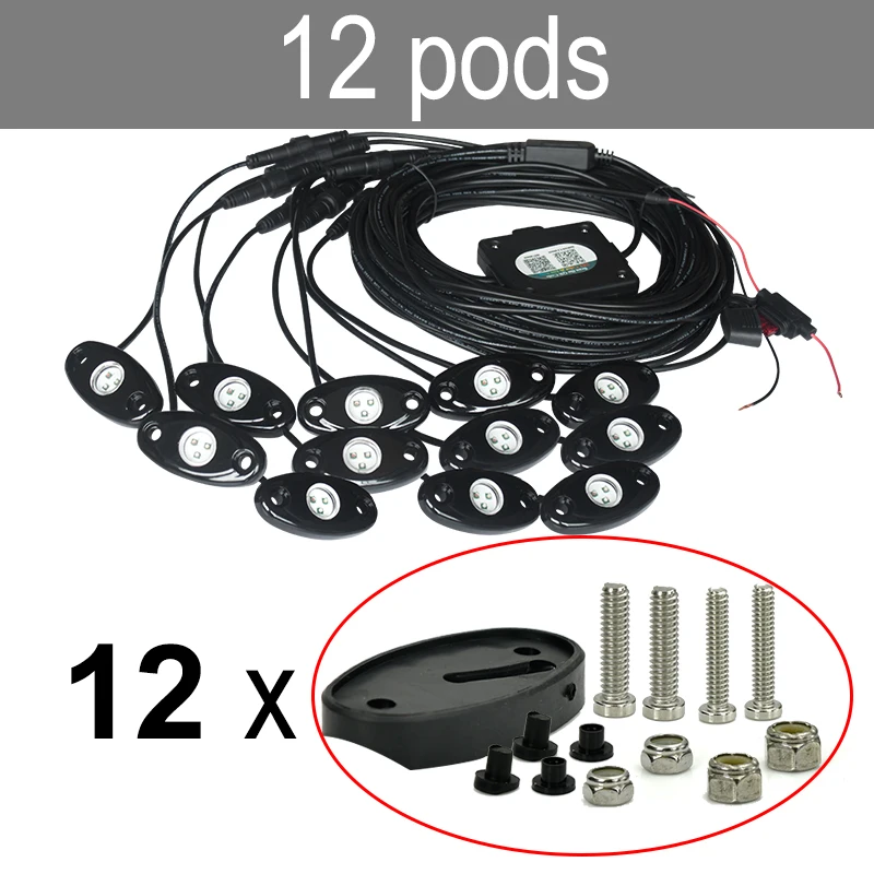 CNSUNNYLIGHT Car RGB LED Rock Lights with Bluetooth Controller Multicolor Neon LED Light Kit for Music Sound Flashing Lamp (8)