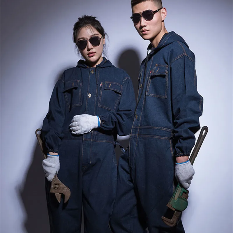 blue worker jumpsuit
