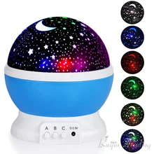 Night Light Projector Star Moon Sky Rotating Battery Operated Bedside Lamp For Children Kids Baby Bedroom Nursery