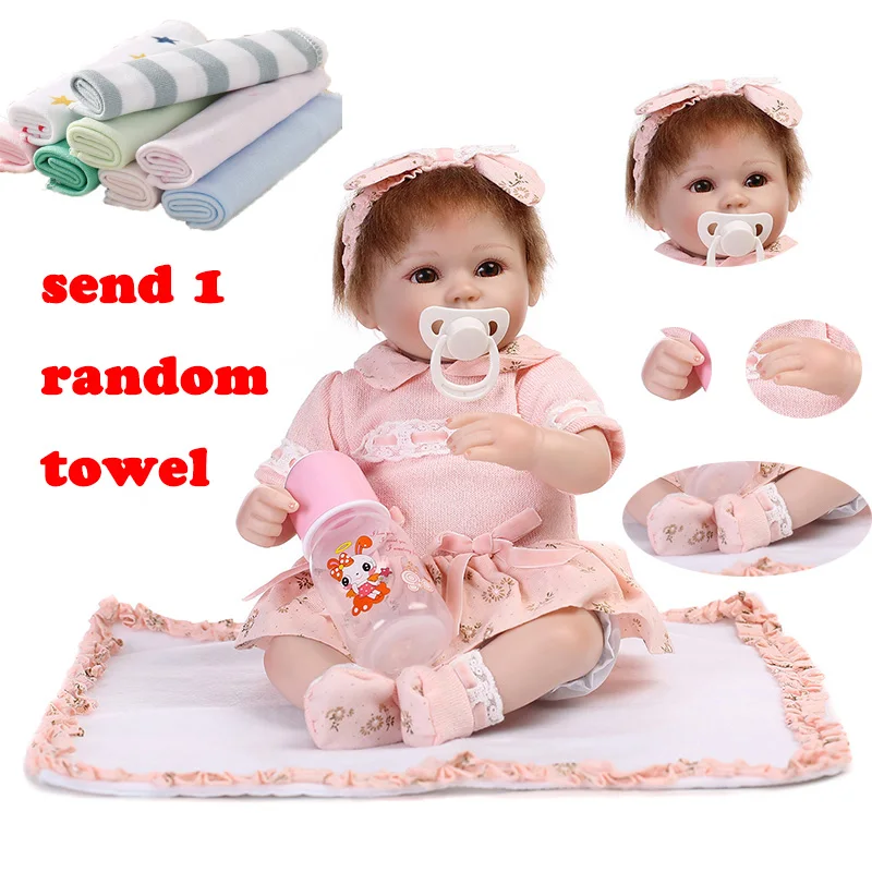 

NPK 43cm Reborn Baby Doll Simulation Baby Doll Lifelike Silicone Dolls Pink Sweater Reborn Toddlers Soft Toys For Children