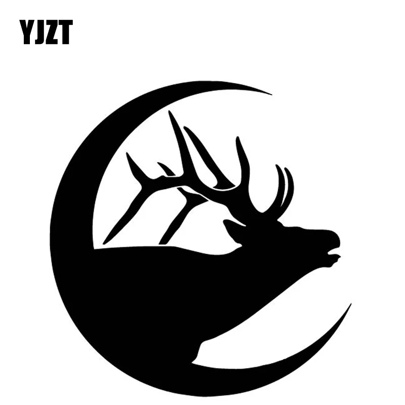 YJZT 14.9CM*15.5CM Deer And Moon Creative Combination Car Trunk Decor Sticker Vinyl Decal Black/Silver C4-2028 | Автомобили и
