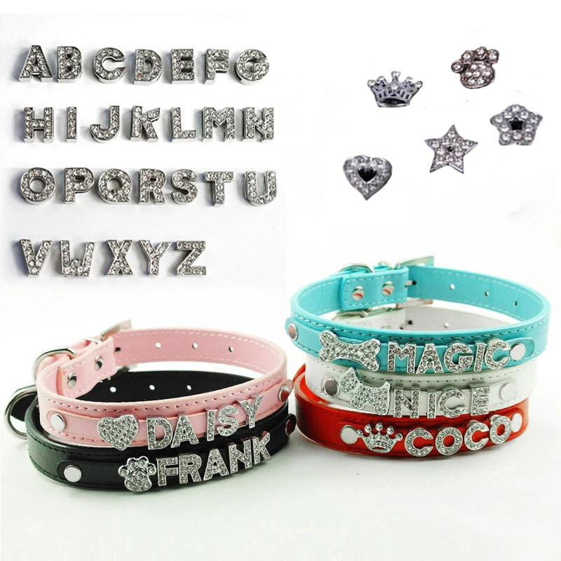 Кожаный ошейник для домашних животных Bling Dog Cat персонализированный чихуахуа