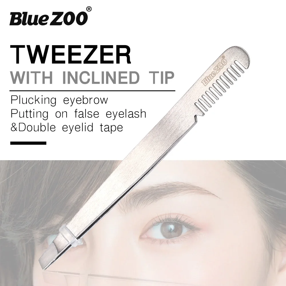

Blue ZOO Stainless Steel Eyebrow Tweezer Clip with Flat Tip Eyelashes Extension Nipper Tweezers Makeup Tools amp Accessories
