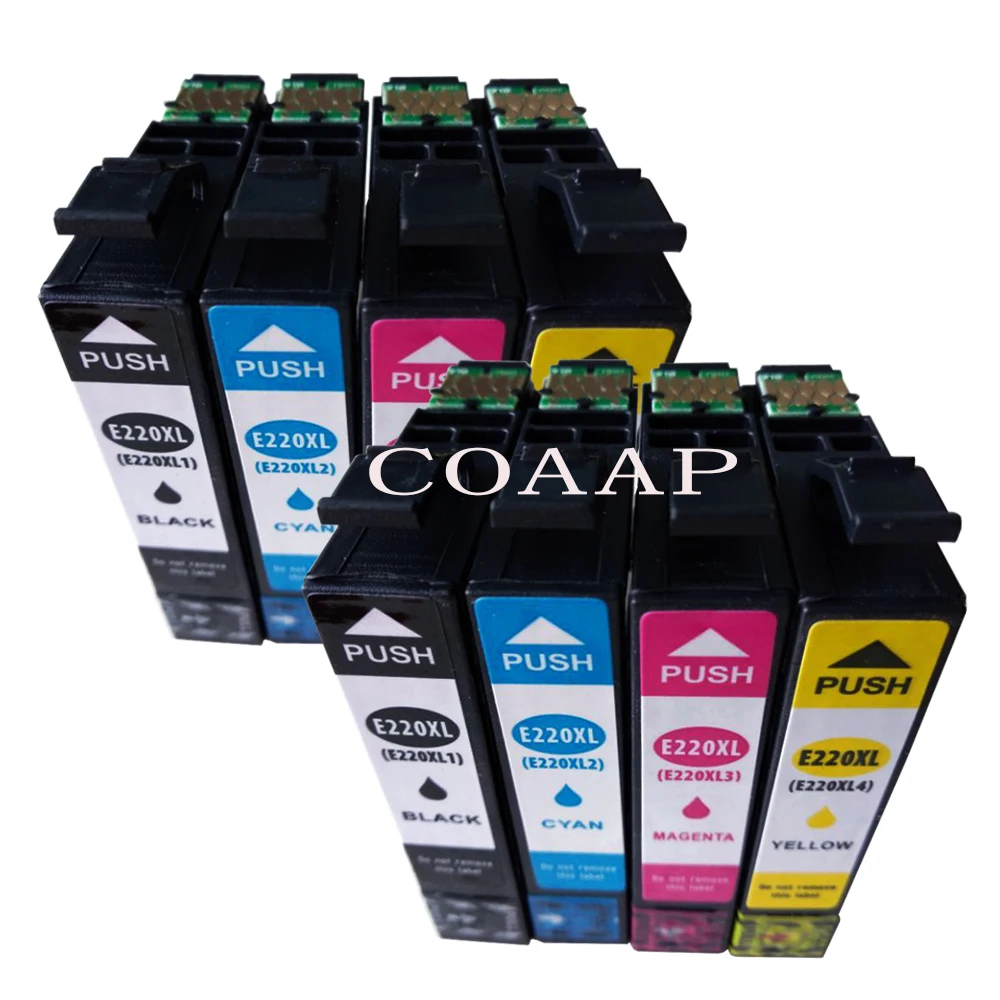 8 Pack 220 T220 xl Ink Cartridges For XP424 XP320 XP420 WorkForce WF 2630 WF 2650 WF 2660 