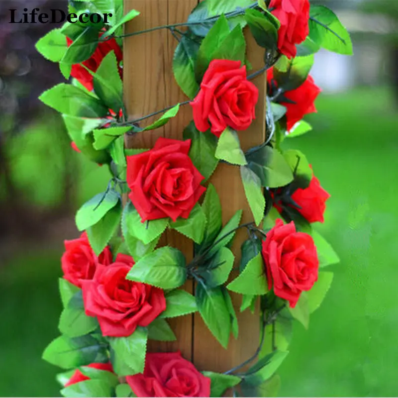 Silk Roses Large Artificial Flowers Garland for Wedding Party
