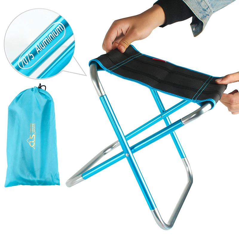 

SJ-MAURIE Outdoor Foldable Stool Aluminum Folding Camping Chair Seat Picnic BBQ Portable Fishing Chair