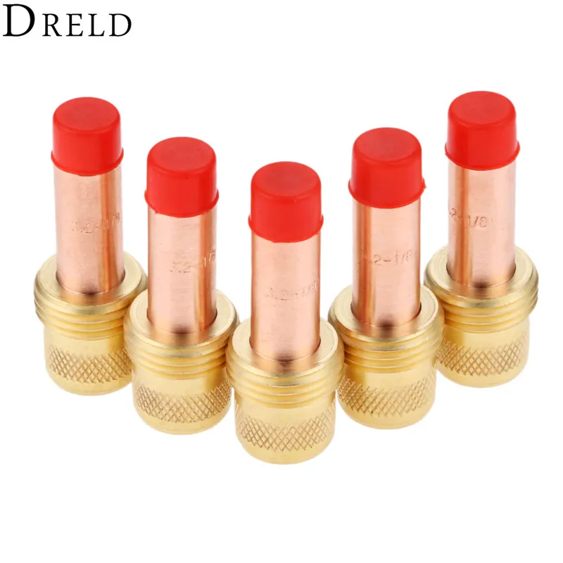 

DRELD 5pcs TIG Collets Body Gas Lens 45V27 3.2mm 1/8" for TIG Welding Torch Consumables SR PTA DB WP 17 18 26 Series 2PK