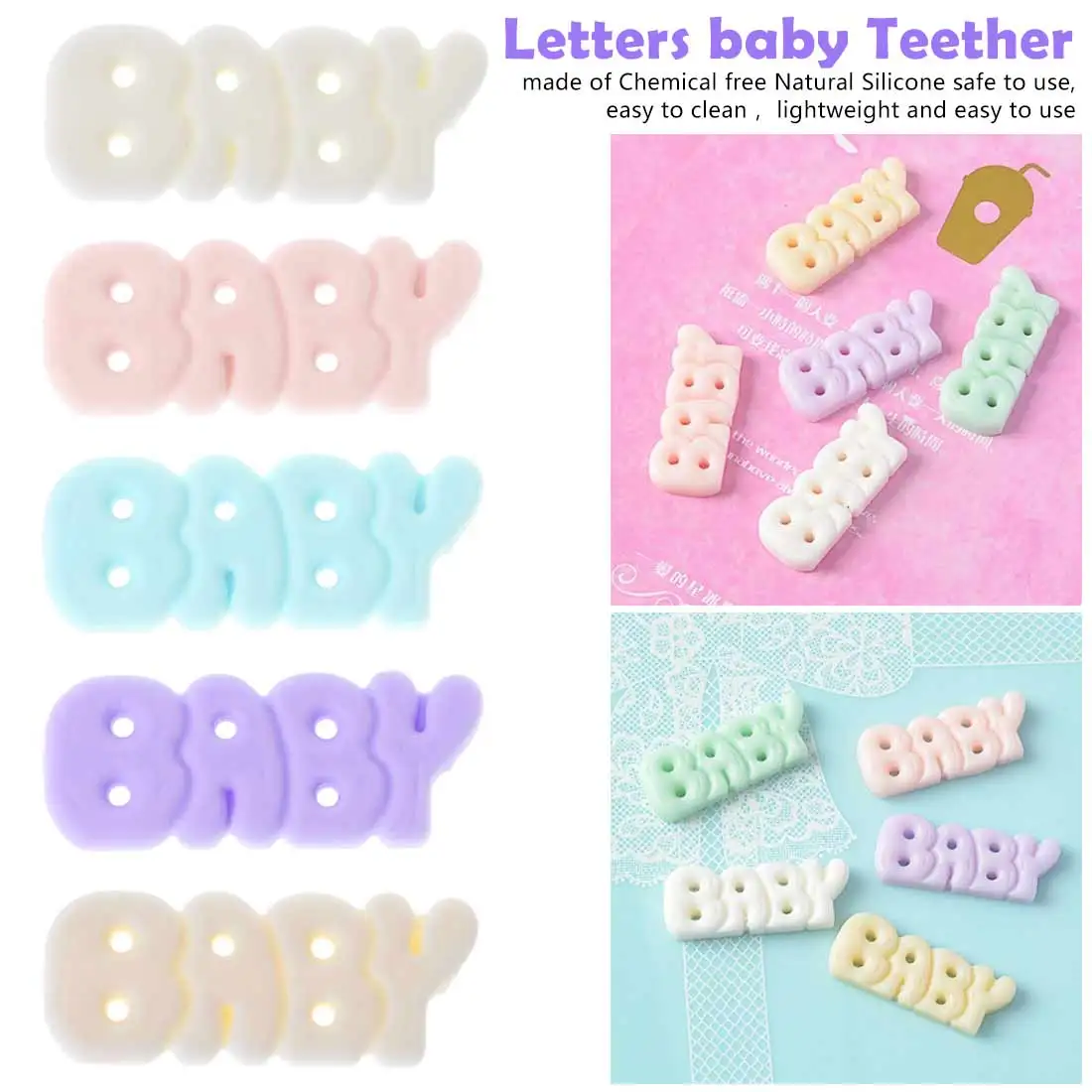 

Silicone Beads Baby Teether DIY Jewelry Necklace Pendant Teething Supplies Grind Bead Letters Newborn Oral Care Kids Products