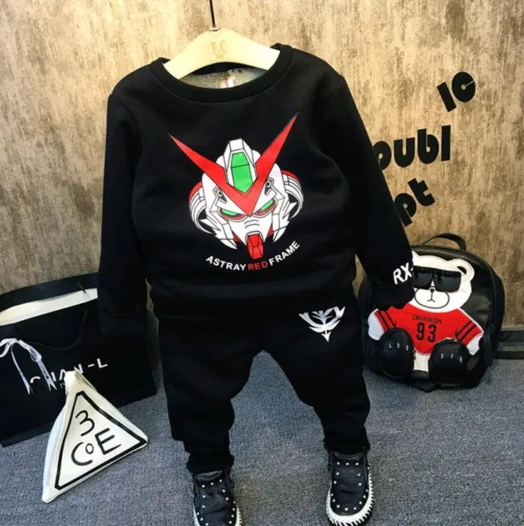 

2016 winter and autumn children 2pcs clothes sets new boy warm pullover thickening plus warm tide two-piece suit