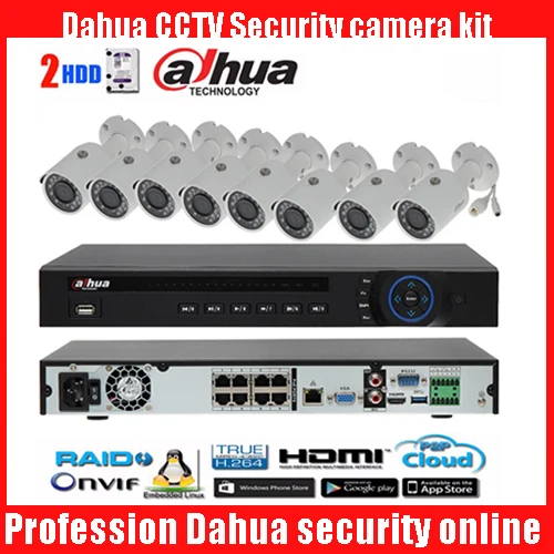 

Dahua 8CH CCTV 1080P NVR4216-8P ip camera System/Kit/set + 8PCS DAHUA IPC-HFW4421S 4MP HD Small IR Bullet IP Camera ONVIF P2P