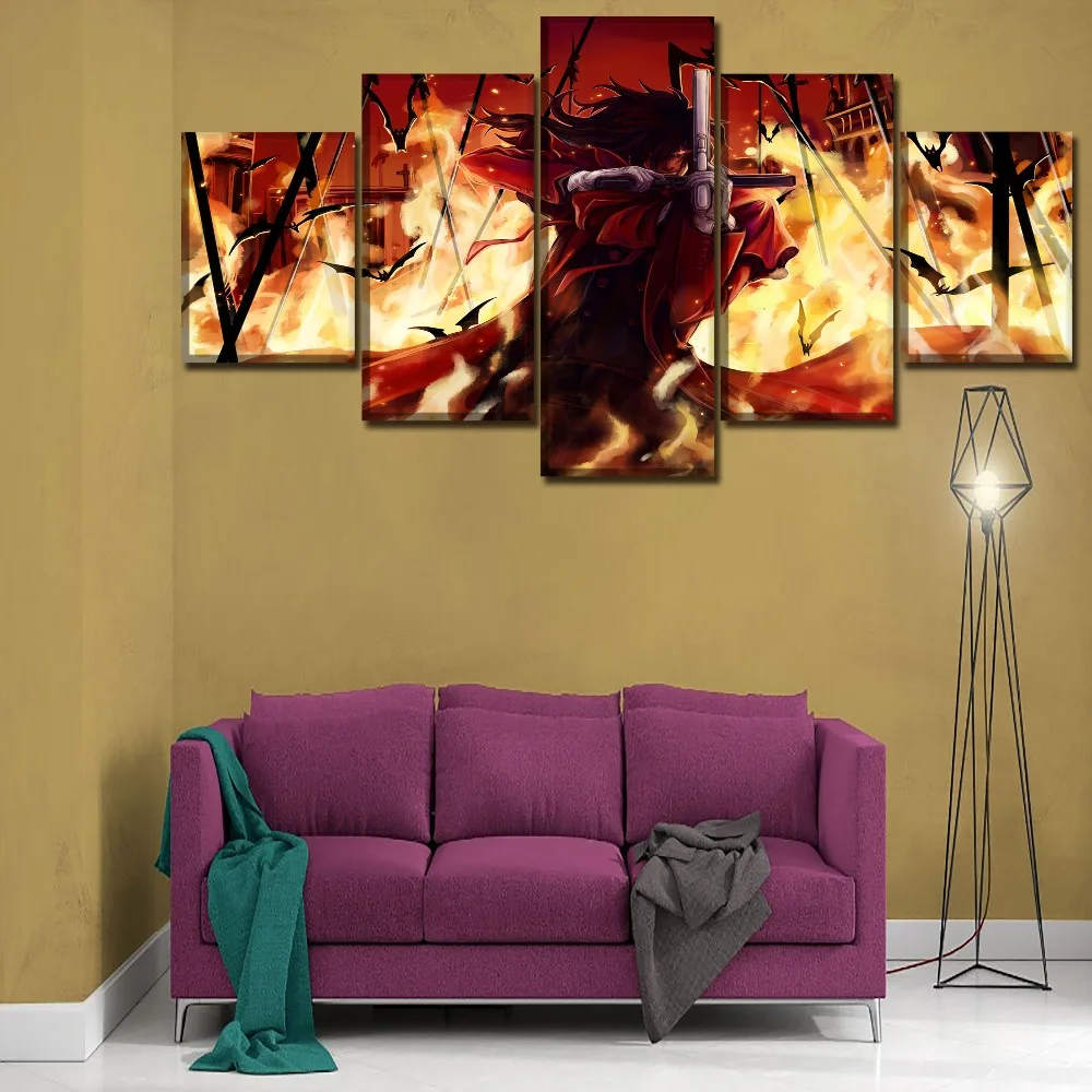 

Alucard Dark Anime 5 Pieces Paintings Canvas Wall Art Home Canvas Wall Art Home Decor Living Room Modern Decorative Artwork