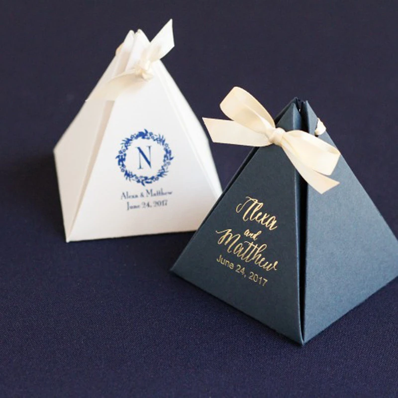 100pcs Lot Paper Pyramid Custom Candy Chocolate Boxes Wholesale Wedding Gifts Personalized Favor Box Gift Bags Wrapping Supplies Aliexpress