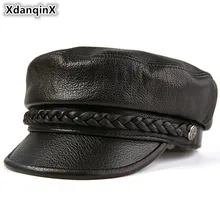 XdanqinX натуральная кожа шляпа элегантная женская армейская военная шапка Осенняя мужская плоская кепка из овечьей кожи Черная фирменная Кепка с плоским козырьком