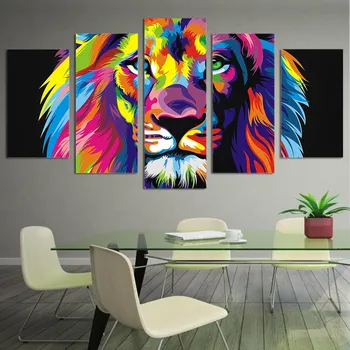 

Artryst Lion Painting 5 piece Canvas art HD Printed Colorful lion room decoration print poster wall picture canvas Free shipping