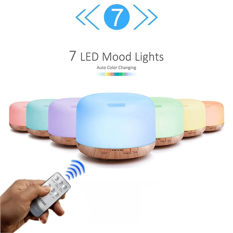 

500ML Aroma Essential Oil Diffuser Aromatherapy Wood Grain Cool Mist Maker Ultrasonic Air Humidifier With LED Lights For Home
