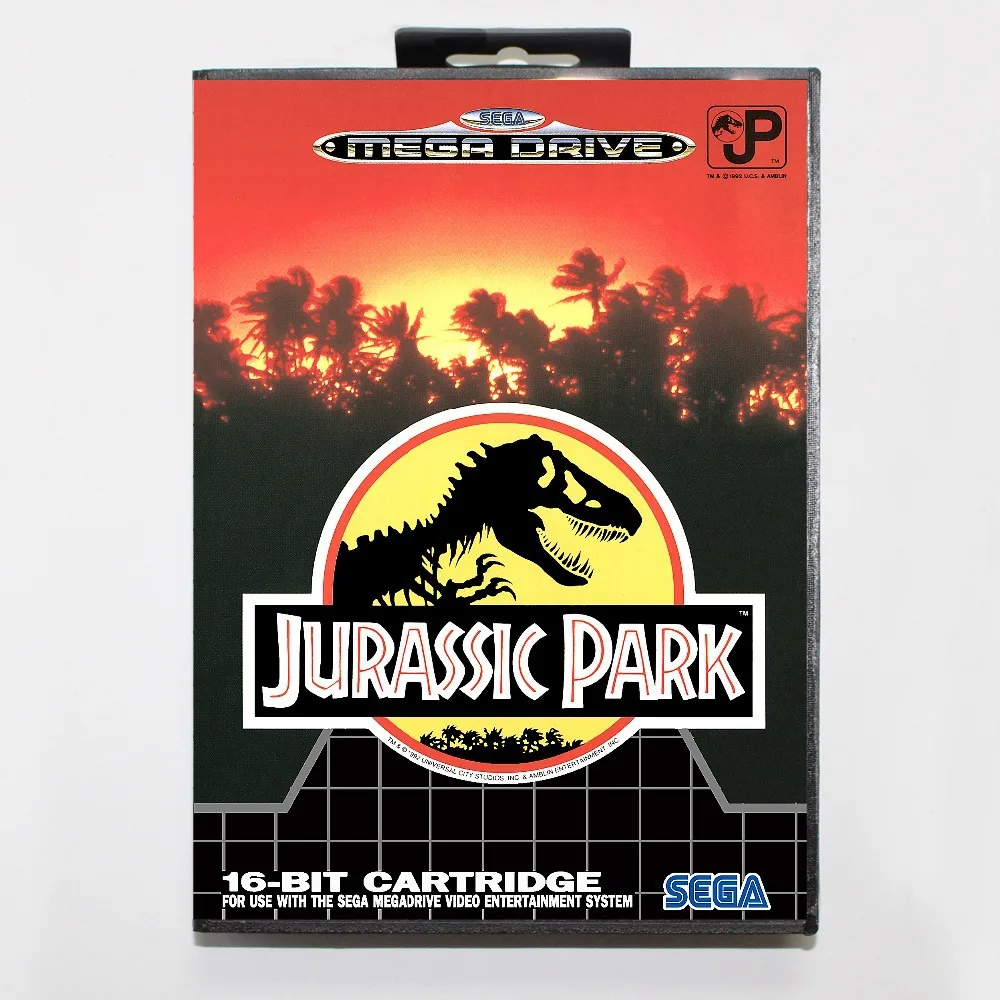 

16 bit Sega MD game Cartridge with Retail box - Jurassic Park game cart for Megadrive for Genesis system