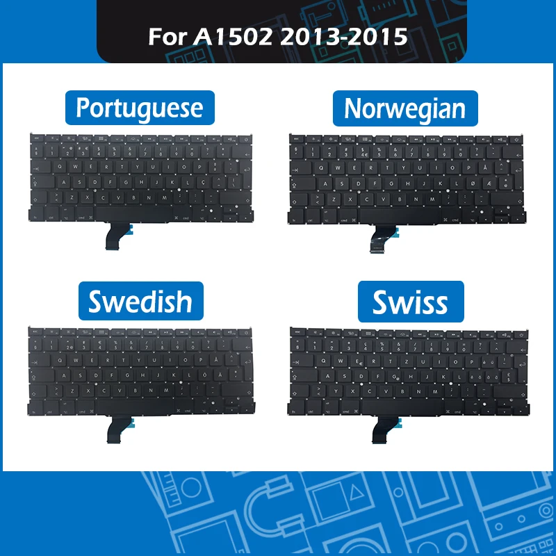 A1502 Replacement keyboard Norwegian Swedish Swiss Portuguese Layout For font b Macbook b font Pro 13