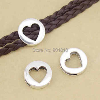 

10pcs/bag vintage zinc alloy heart beads For European Bracelets Big Hole heart Bead F1071