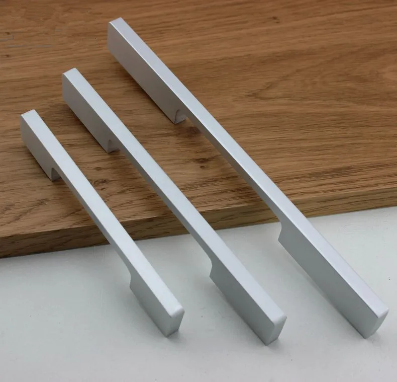 

Silver Drawer cupboard aluminum alloy door handle,wardrobe door Flattened handle, plus size Lengthened simpleand,Hardware