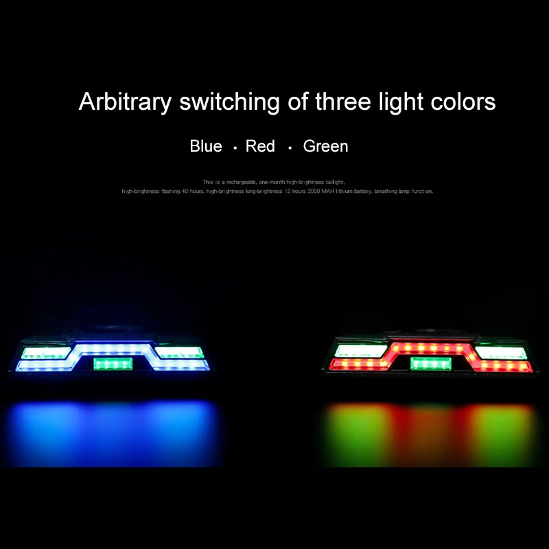 Excellent USB Bike Safety Taillight 3 Colors Bicycle Rear Lamp with Built-in 2000MAH Warning Light MTB Cycling Lantern 1