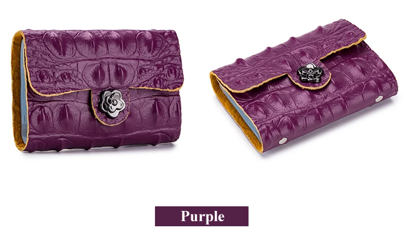 Lomelobo Split Leather Unisex Card Holder Alligator Women credit cards Wallet Men ID Card Purse Ladies Fashion Bank Cards Wallet HCL406 Details (16)