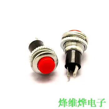 

Free packet post power self reset door bell button 10MM DS-316 red top wire lock switch (10)