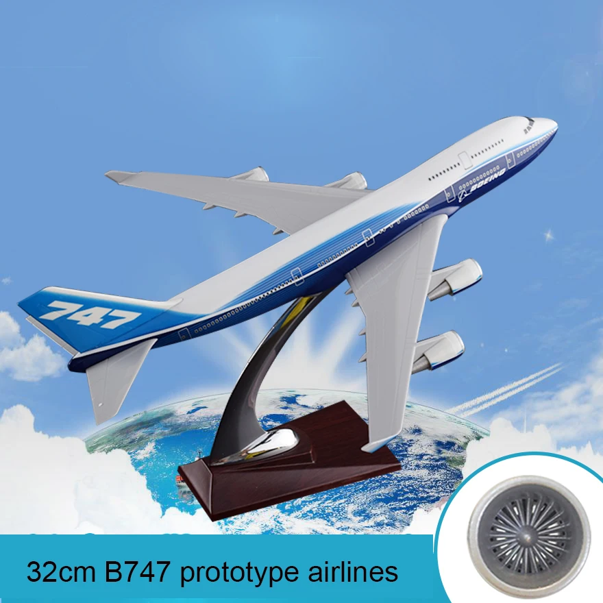 32 см Boeing 747 прототип авиалиний Смола самолет B747 airbus Модель литья под давлением