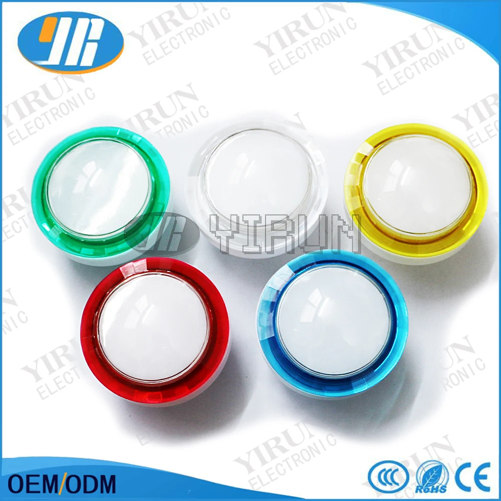 

5 Colors LED Light Lamp 60MM Big Dome Round Arcade Video Game Player Push Button Switch with switch leds