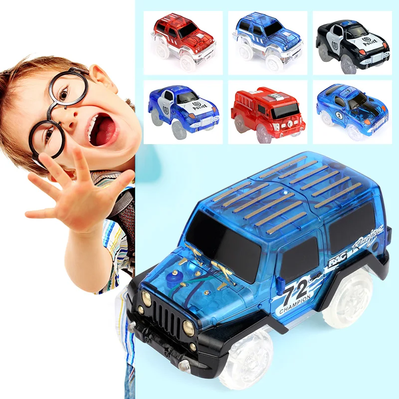 

Prenoy Car Flashing Light Tracks Policial Car LED Light Glowing Track Car Boys Girls Educational Electronic Toys Children Gift