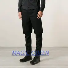 Европа и США Весна и осень большие размеры повседневная черная поддельные из двух частей низкий шаговый шов Маленькие ноги мужские брюки/27-40