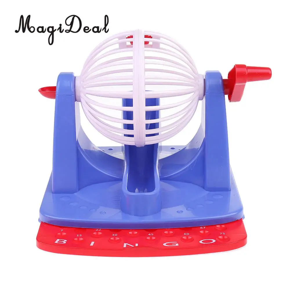Durable Deluxe Bingo Game Set Kit Lottery Toy Plastic Cage Board Balls Cards Markers