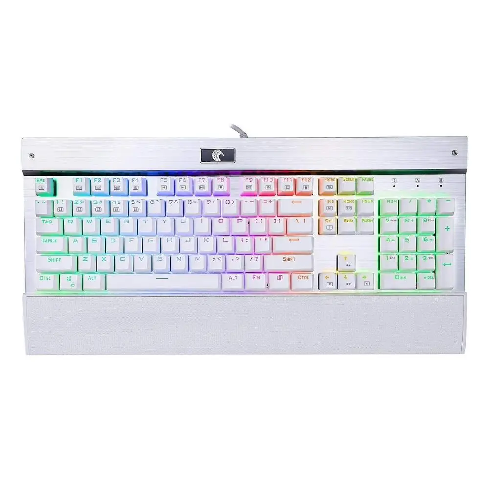 Z-77 RGB Механическая игровая клавиатура, программируемая RGB подсветка, DIY синие переключатели, подставка для запястья, 104 клавиши анти ореолы, белый - Цвет: Белый