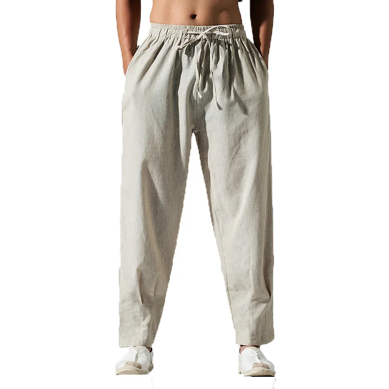 Men Pants Mens Solid Linen Drawstring Flax Pants Men's streetwear Cotton khaki Trousers Fashion Pant Linen pantalon hombre M-5XL Men Pants Mens Solid Linen Drawstring Flax Pants Men's streetwear Cotton khaki Trousers Fashion Pant Linen pantalon hombre M-5XL