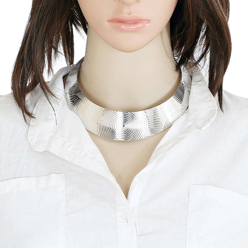 Модный тренд в стиле панк текстура металла круглый ворот с узором цепочки и ожерелья широкая версия поддельное ожерелье-воротник