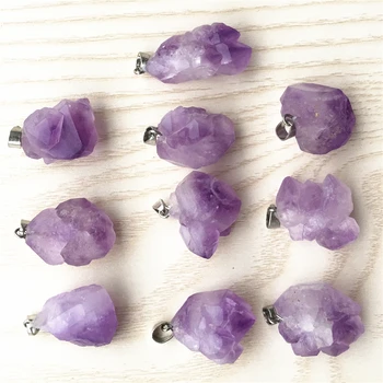 

2019 Hot wholesale Natural Point Stone Pendants Pendulum Amethysts Healing Crystal Chakra Reiki Shape Irregular Size Random 5Pcs