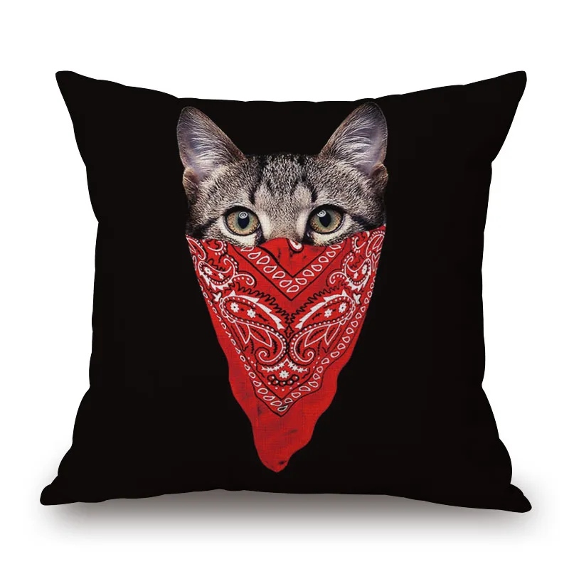 لطيف جميل القط غطاء الوسادة الأسود والأبيض القط رئيس منزل القط الحيوان رمي الوسائد المنزل مكتب ديكو سيارة أريكة كيس وسادة