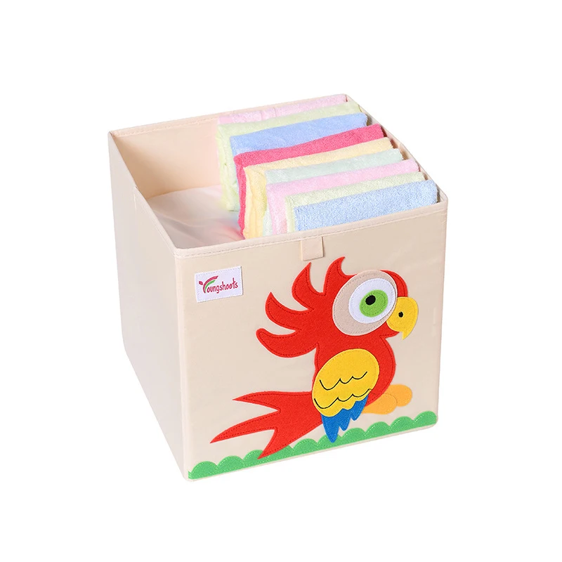 Вышивка мультфильм коробка для хранения детская одежда игрушки книга складной органайзер для хранения большая корзина для хранения белья коробки для хранения мелочей - Цвет: parrot