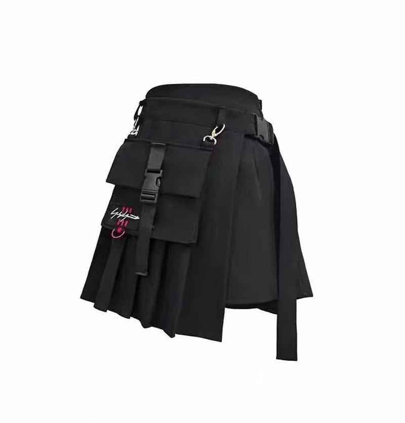Горячая Распродажа, Женская Сексуальная мини-юбка трапециевидной формы, клетчатая уличная стильная женская мини-плиссированная юбка с боковыми карманами - Цвет: Черный