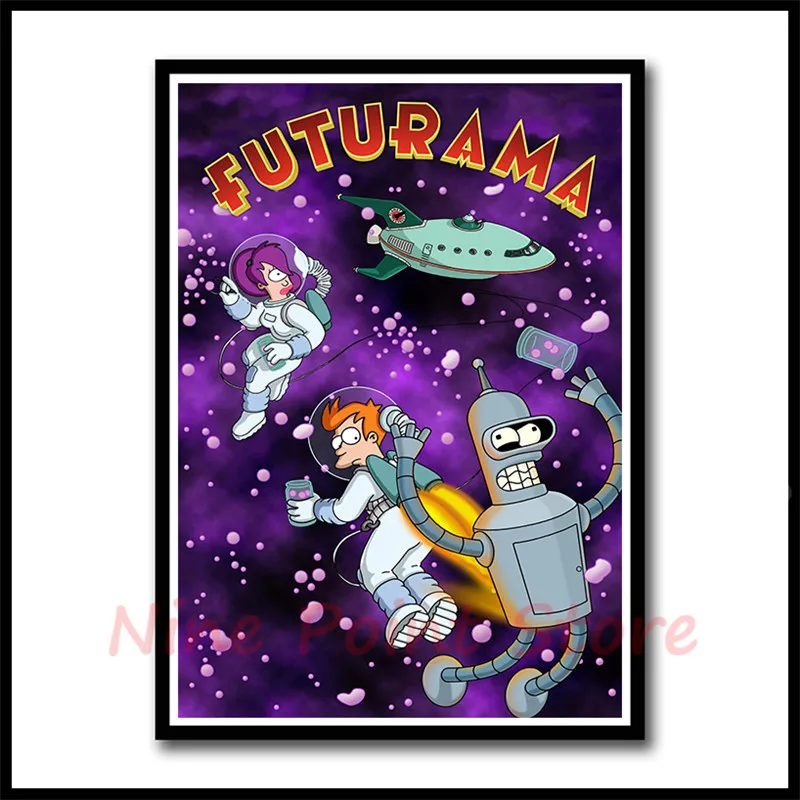 Futurama Американский комикс ТВ серия бумага с покрытием плакат стены искусства картины плакаты и принты для гостиной домашний декор бескаркасные - Цвет: Темно-серый