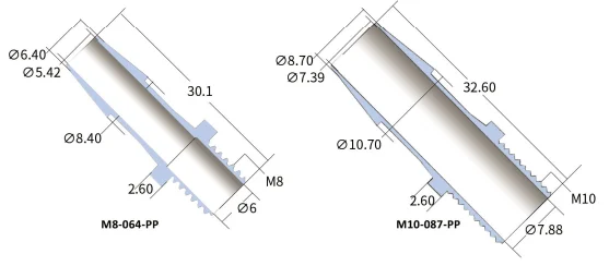 Наружная резьба для колючей трубки фитинги Пластиковые 1/4-28UNF/M8/M10 PP медицинский класс завод Китай