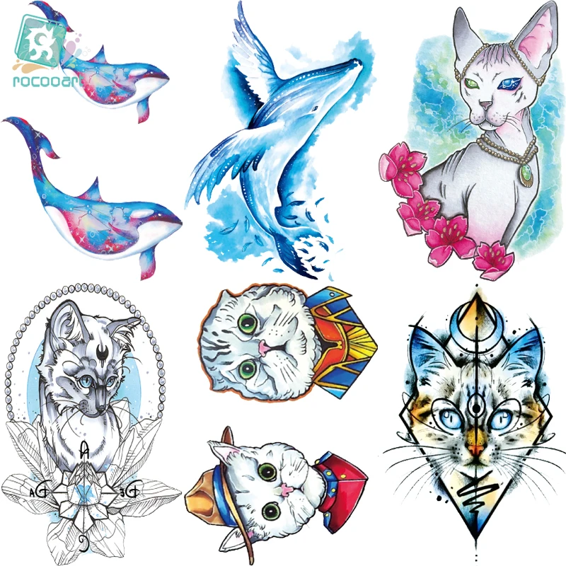 

SC501-589 New 2018 Cartoon Colorful Whale Sailor Moon Cats Body Art Temporary Tattoo Stickers Fake Flash Women Female Taty