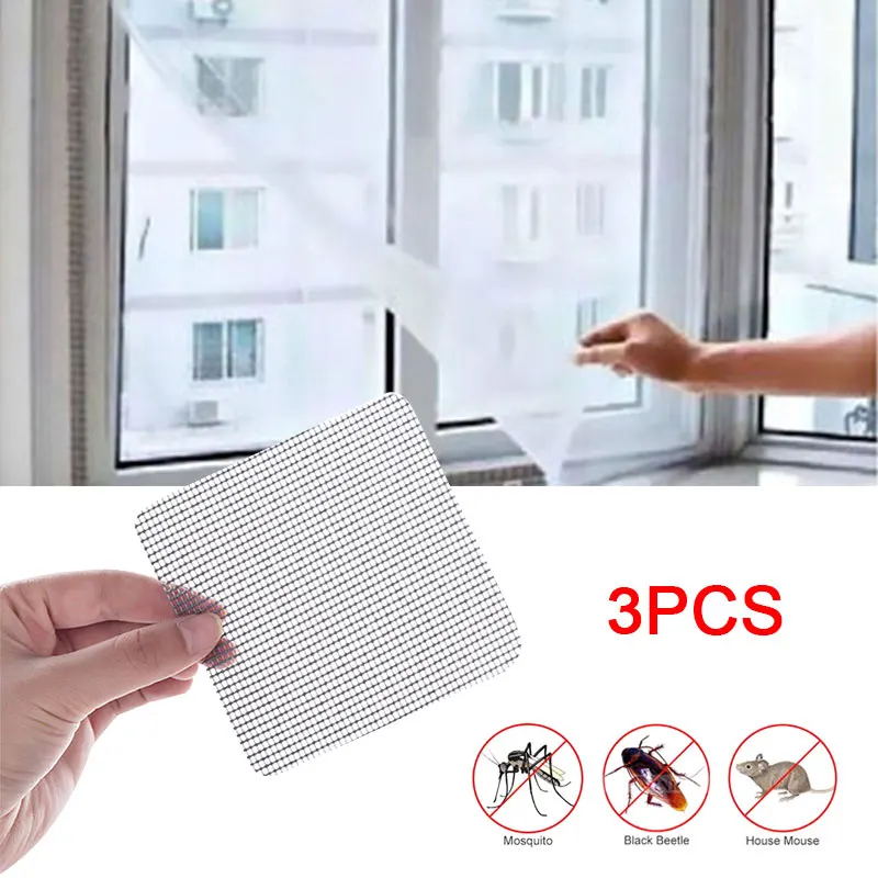 

3PCS Polyurethane Mesh Window Screens Door Patch Summer Window Screening Curtain Insect Net Effective Home Living Mosquito Net