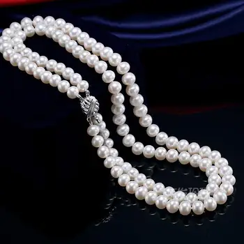 

2 rows 7-8mm south sea white pearl necklace 18"19"925s