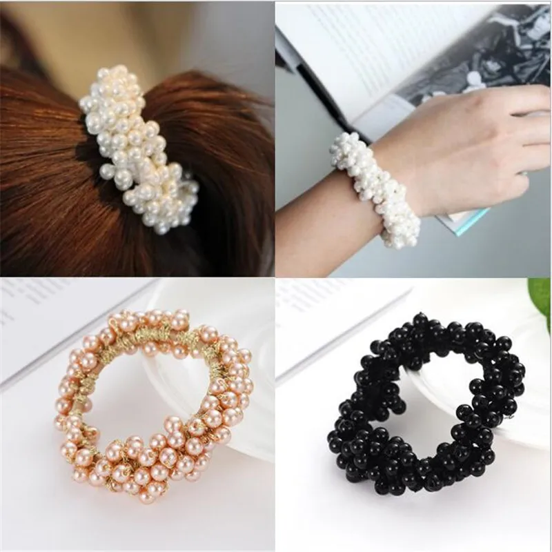 

Fashion Pearls Bead Elastic Rubber Hair Bands Elegant Headwear Women Girl Hair Rope Scrunchy Ponytail Jewelry Hair Accessories