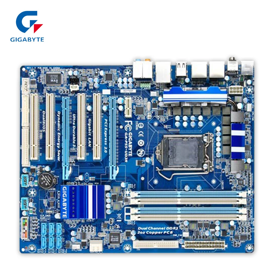 

Gigabyte GA-P55-UD3R Desktop Motherboard P55-UD3R P55 LGA 1156 Core i7 i5 i3 DDR3 16G SATA2 USB2.0 eSATA ATX